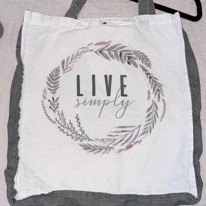 Live Simply Cotton Canvas Wreath Boho Tote Bag